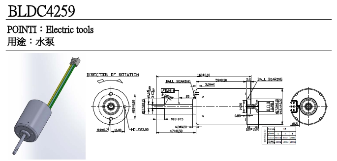 無刷直流馬達新機種：BLDC-4259